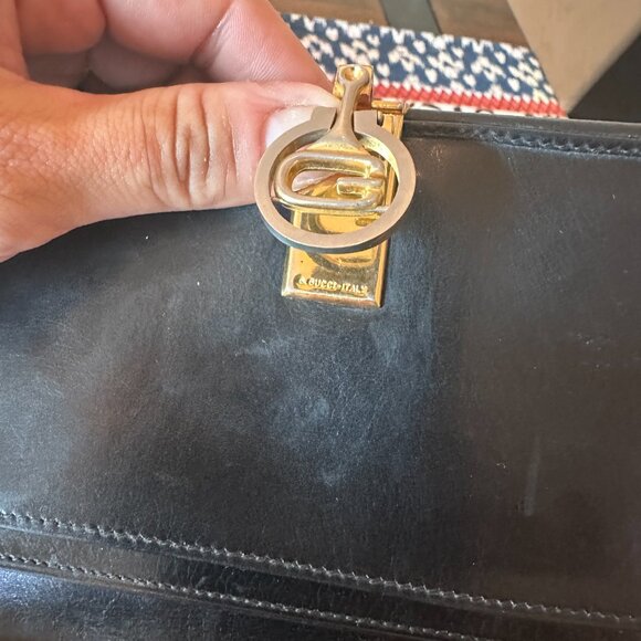 Gucci Black Leather Long Wallet Sherry Line Foldover Clasp, Vintage and Rare - Picture 11 of 13